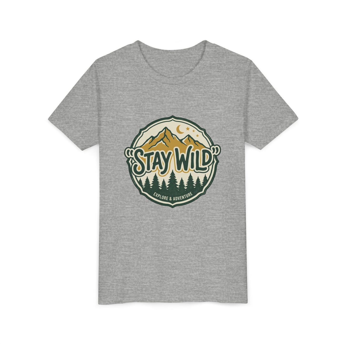 Youth Tee - "Stay Wild" Mountain Adventure Graphic