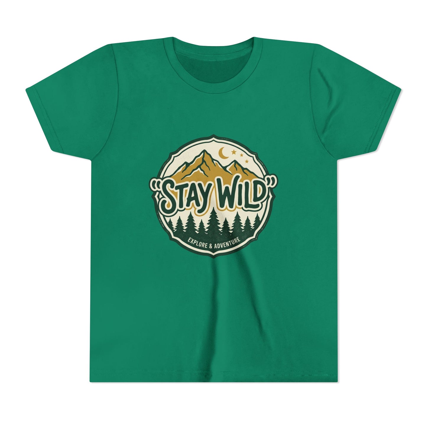 Youth Tee - "Stay Wild" Mountain Adventure Graphic