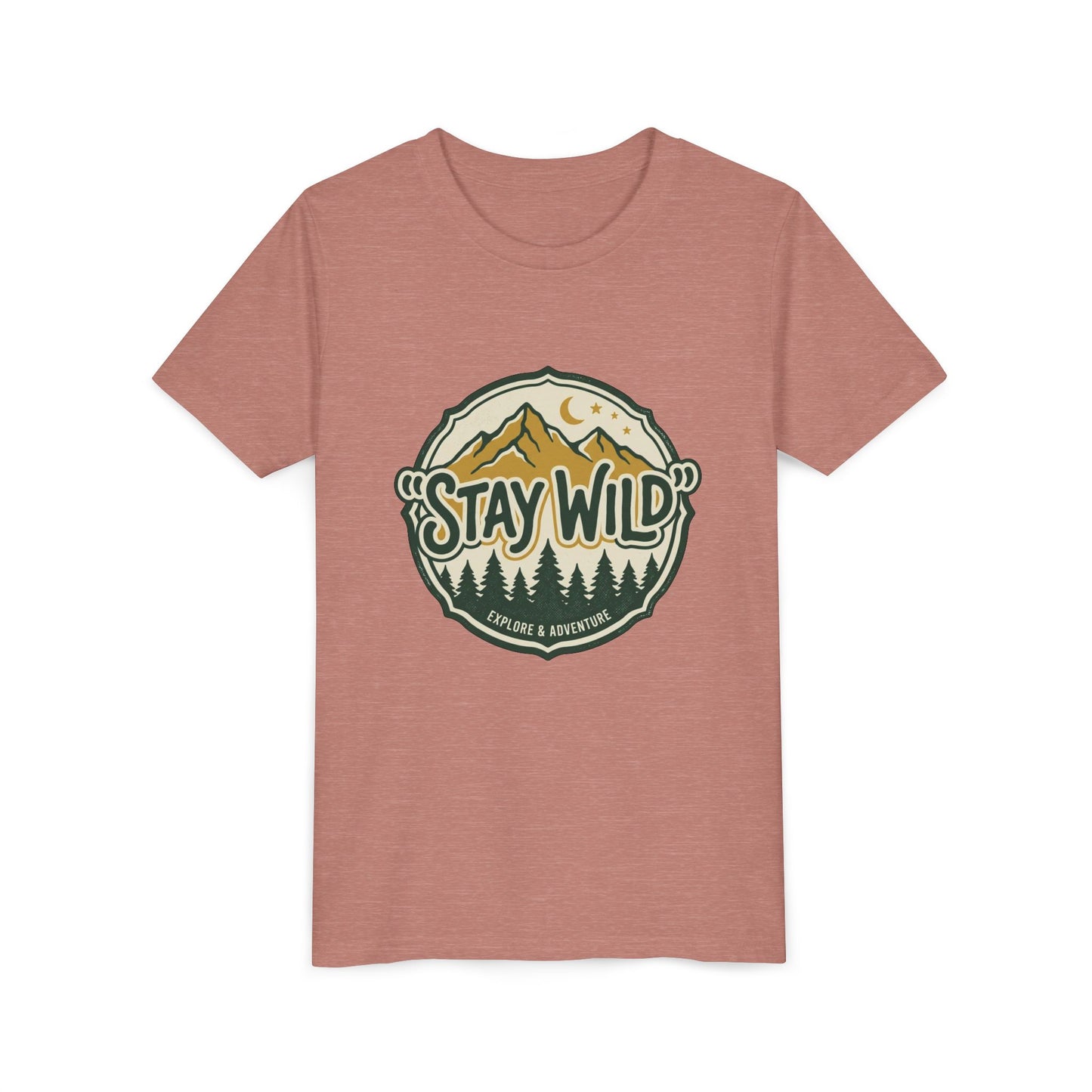 Youth Tee - "Stay Wild" Mountain Adventure Graphic