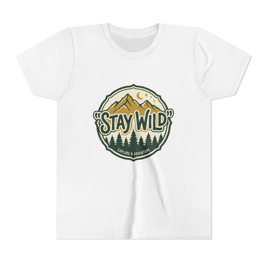 Youth Tee - "Stay Wild" Mountain Adventure Graphic