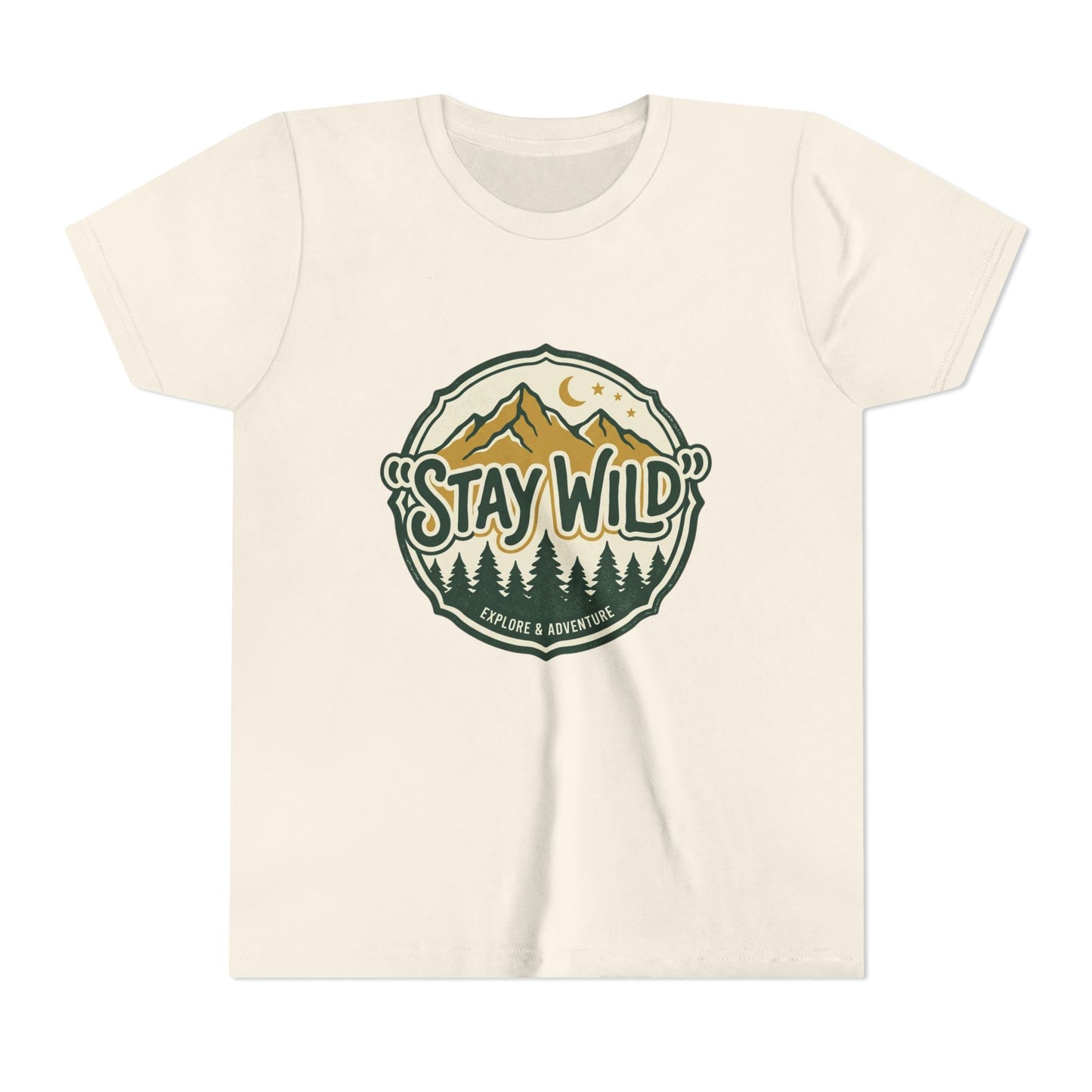 Youth Tee - "Stay Wild" Mountain Adventure Graphic