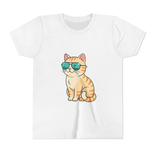 Cool Cat Sunglasses Youth Tee — Kids Graphic Cat Shirt