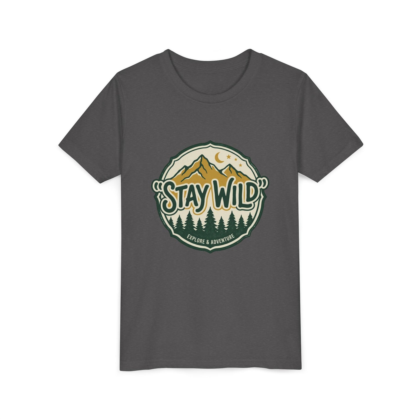 Youth Tee - "Stay Wild" Mountain Adventure Graphic