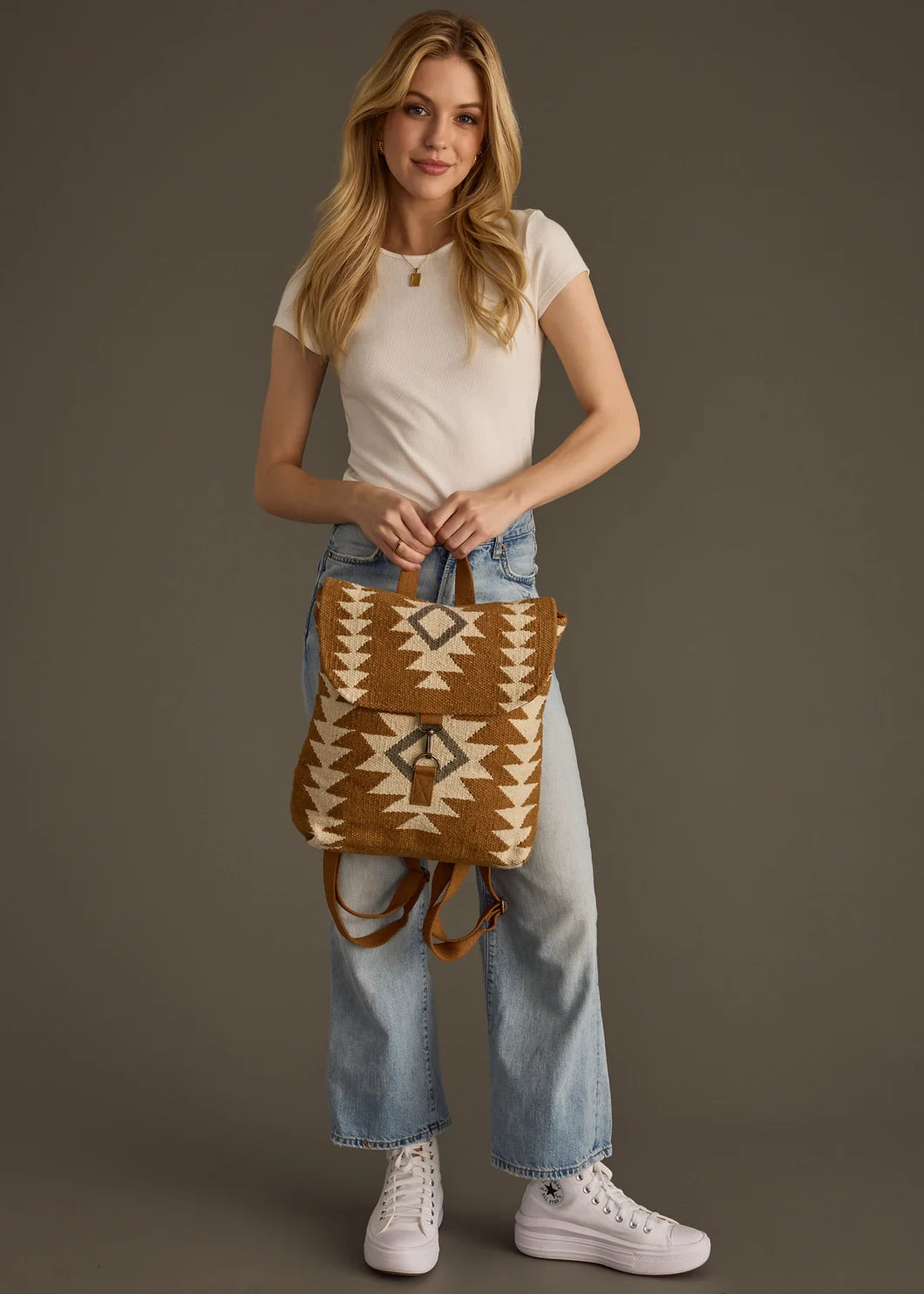Camel, Cream & Gray Aztec Backpack